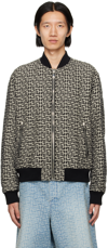 Balmain Monogram-pattern Reversible Bomber Jacket In Gfe Ivoire/noir