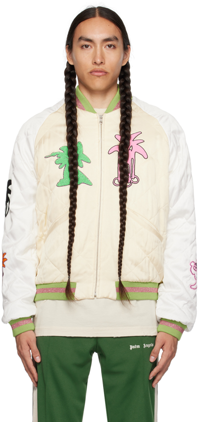 Palm Angels Palmity Quilted Bomber Jacket In Multicolor