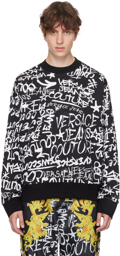 Versace Jeans Couture Graffiti-style Print Sweatshirt In Black