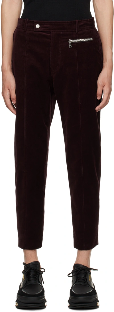 Balmain Burgundy Paneled Trousers In 3ua Bordeaux