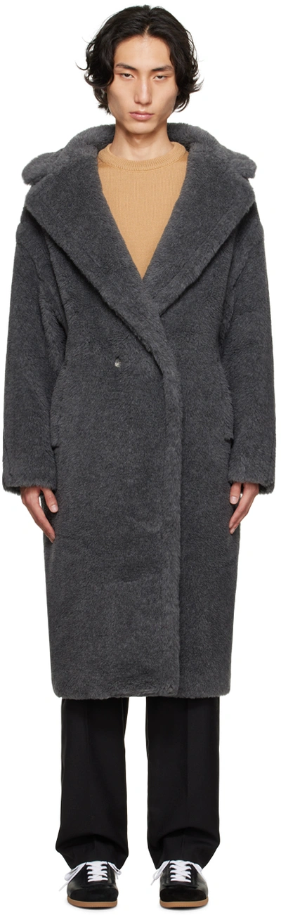 Max Mara Grey Teddy Bear Icon Coat In 001 Medium Grey