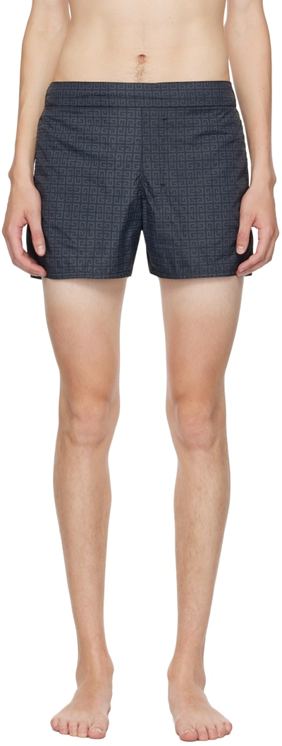 Givenchy Allover 4g Pattern Swim Shorts In Black