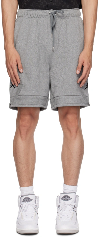 Nike Gray Jordan Flight Shorts In Carbon Heather/black
