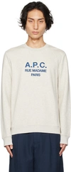 Apc Gray Rufus Sweatshirt In Paa Heathered Ecru