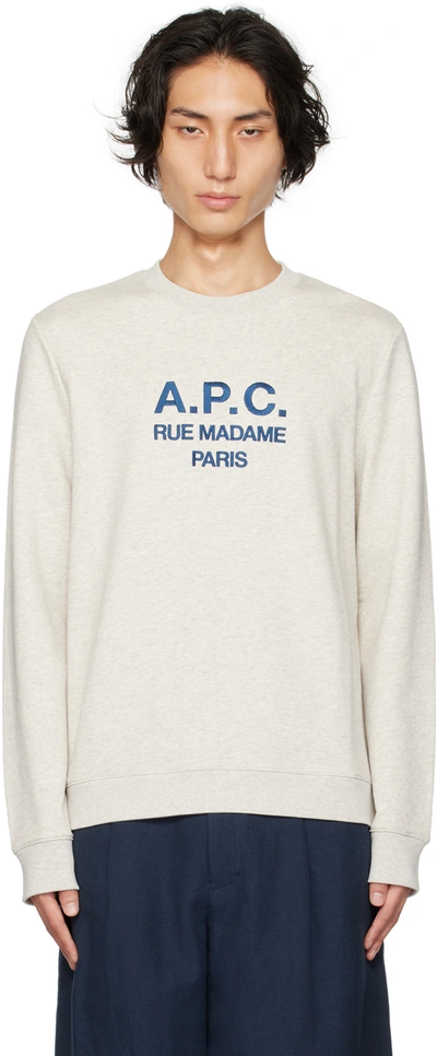 Apc Gray Rufus Sweatshirt In Paa Heathered Ecru