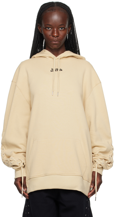 Jean Paul Gaultier Lace-up Hoodie In 68-beige