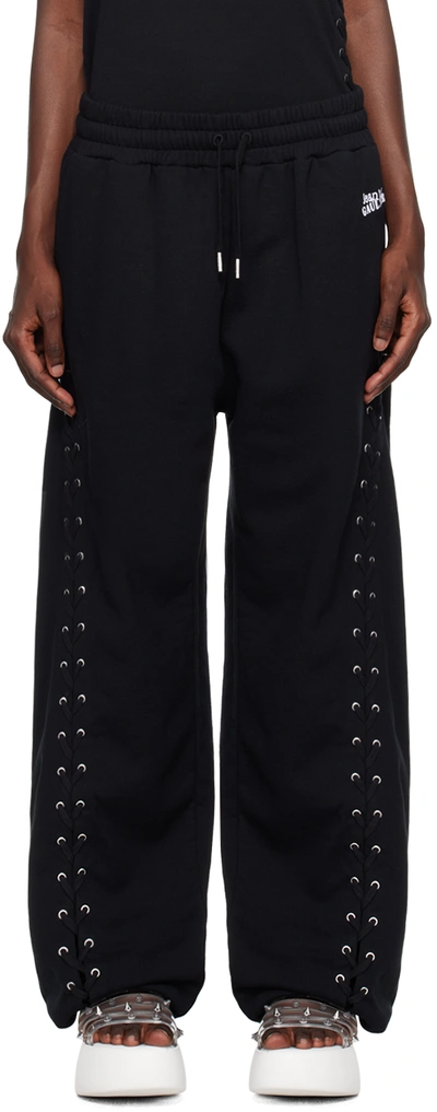 Jean Paul Gaultier Black 'the Lace-up Jpg' Lounge Pants In 00-black