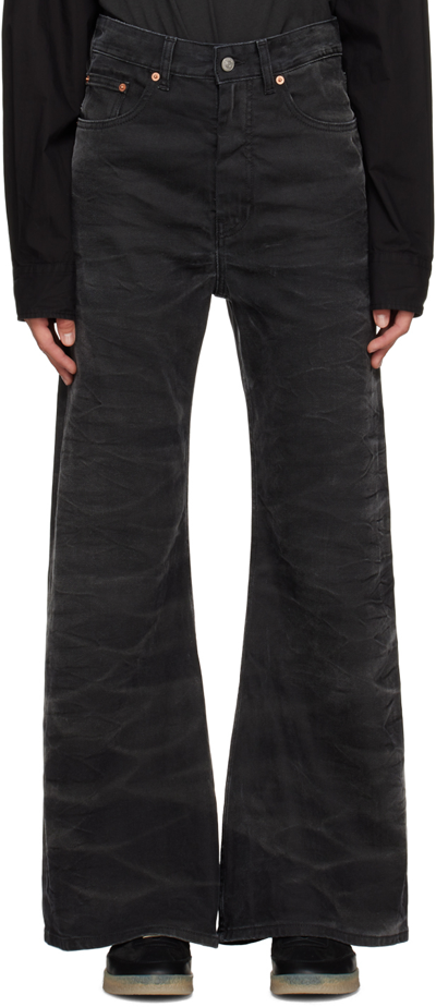 Mm6 Maison Margiela Faded Low-rise Flared Jeans In Schwarz