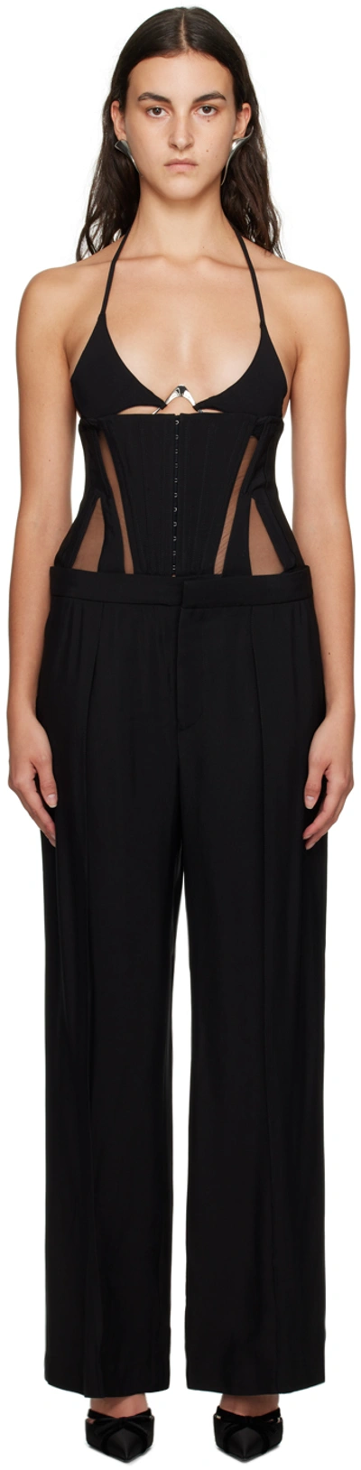Mugler Black Corset & Trousers Set In B1919 Black/black
