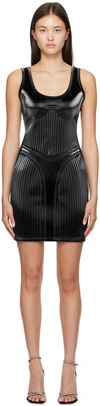 MUGLER BLACK EMBOSSED MINIDRESS