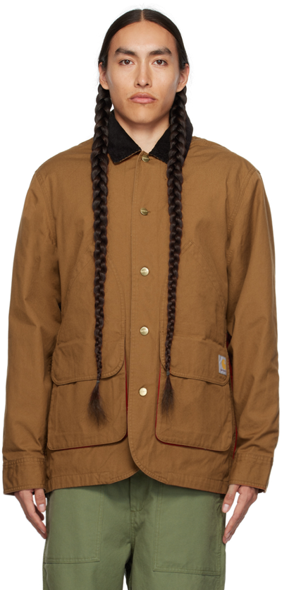 Carhartt 拼接设计衬衫式夹克 In Brown