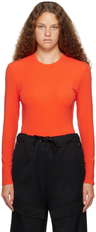 Paris Georgia Open-back Stretch-tencel Jersey Bodysuit In Orange