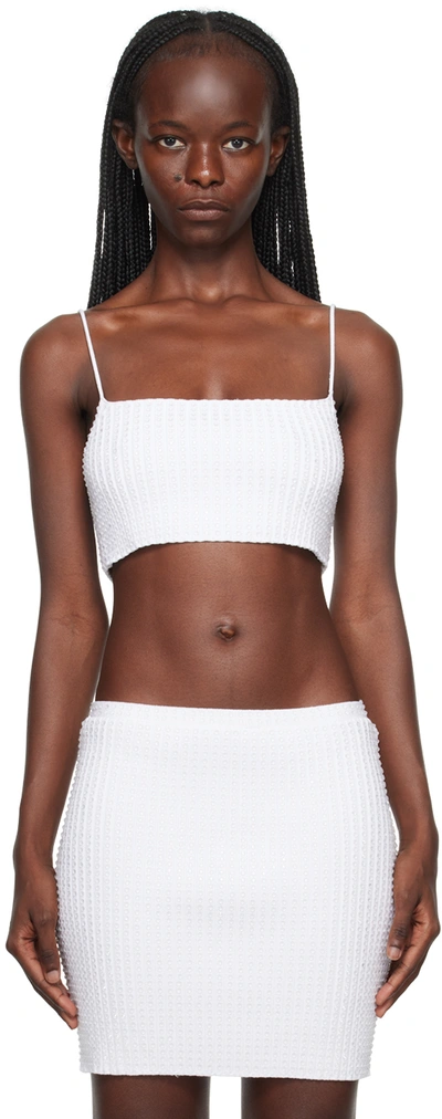 Alexander Wang Crystal-embellished Ribbed Tank Top In White