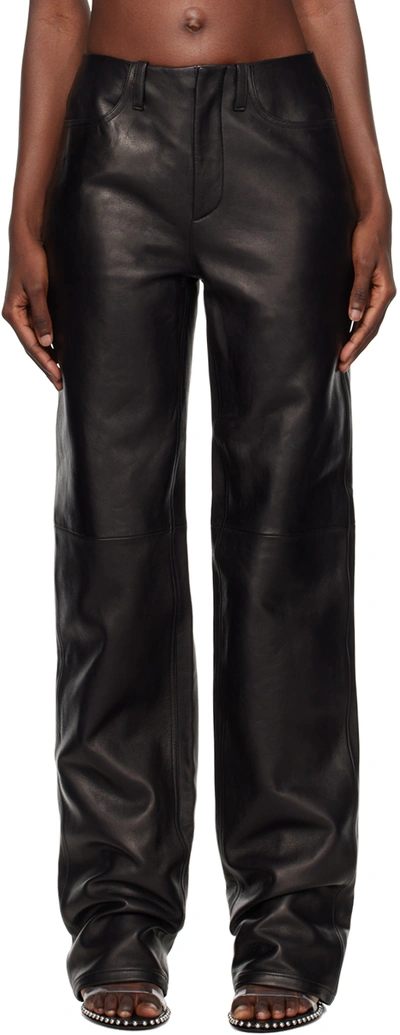 Alexander Wang Black Fly Leather Pants In 001 Black