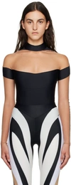 Mugler Black Paneled Bodysuit In B99n1 Black/nude01