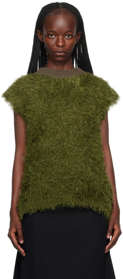Andersson Bell Green Shaggy Vest In Khaki