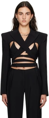 MUGLER BLACK WRAPAROUND BLAZER