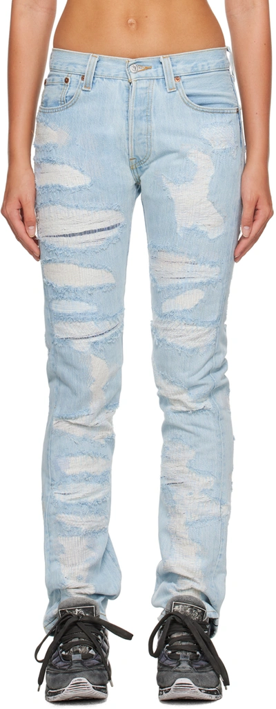 Notsonormal Blue Destroyed Jeans In Bleach