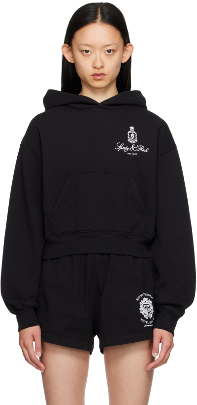 Sporty And Rich Vendome Logo-print Hoodie In Black