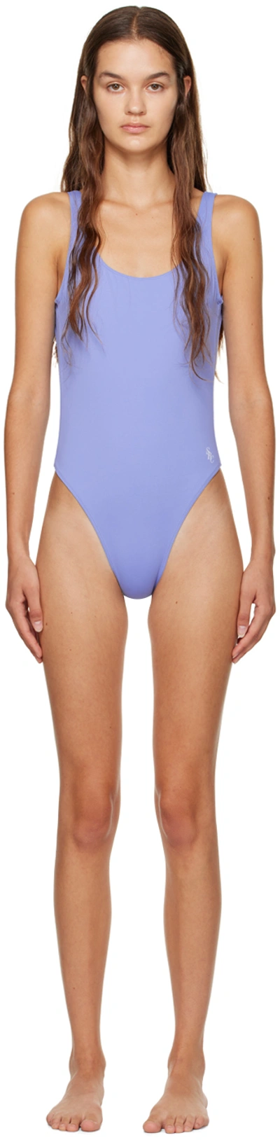 Sporty And Rich Blue Carla Swimsuit In Periwinkle