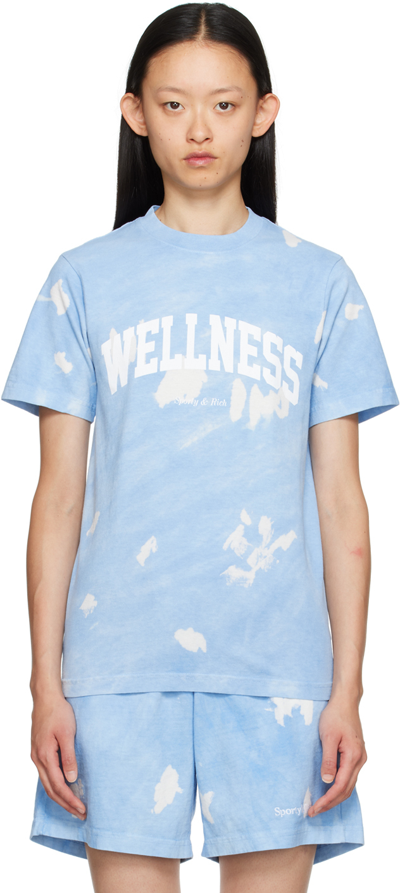 Sporty And Rich Wellness Ivy Printed Tie-dye Cotton-jersey T-shirt In Hydrangea/white
