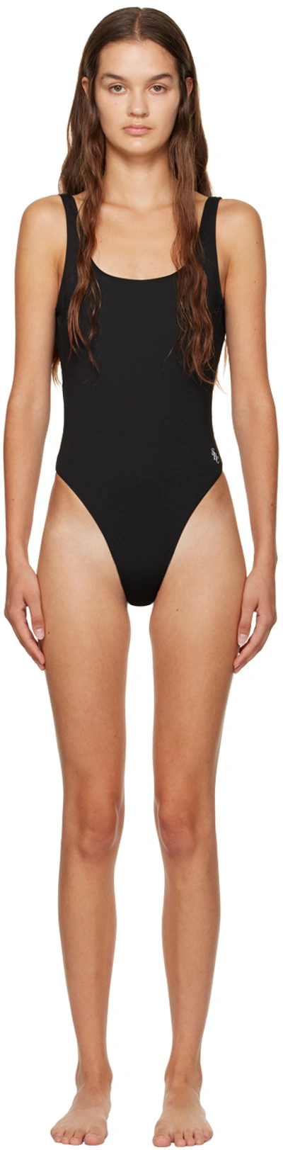 Sporty And Rich Carla Logo-print Swimsuit In Black