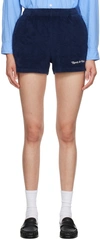 Sporty And Rich Ny Tennis Club Terry Cotton Shorts In Navy/white