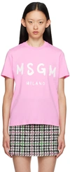 Msgm Printed Cotton-jersey T-shirt In 12 Pink
