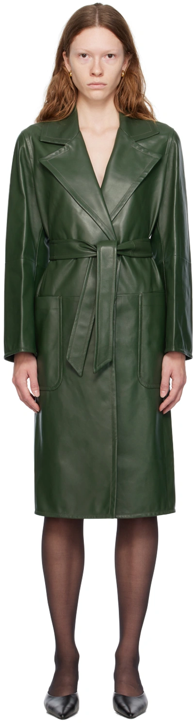 Max Mara Green Manuela Icon Leather Jacket In 001 Moss Green
