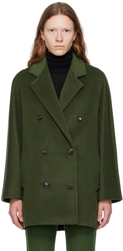 Max Mara Rebus Double-breasted Wool And Cashmere-blend Coat In Green
