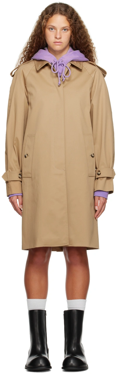 Sportmax Show Cotton Gabardine Trench Coat In Beige