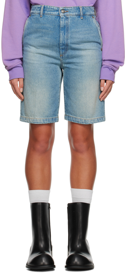 Sportmax Womens Cornflower Dorotea Straight-leg Mid-rise Regular-fit Denim Shorts In Blue