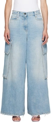 Palm Angels Blue Wide-leg Jeans In Light Blue Brown