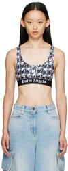 PALM ANGELS BLACK GRAPHIC SPORT BRA