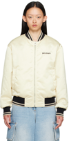 PALM ANGELS BEIGE EMBROIDERED BOMBER JACKET