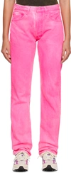 Notsonormal Pink High Jeans In Neon Rosa