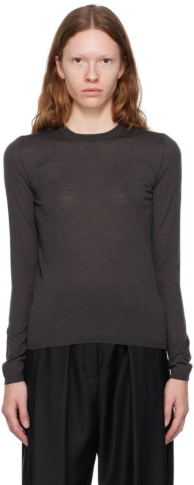 Max Mara Pesco Round Neck Sweater In Dark Grey