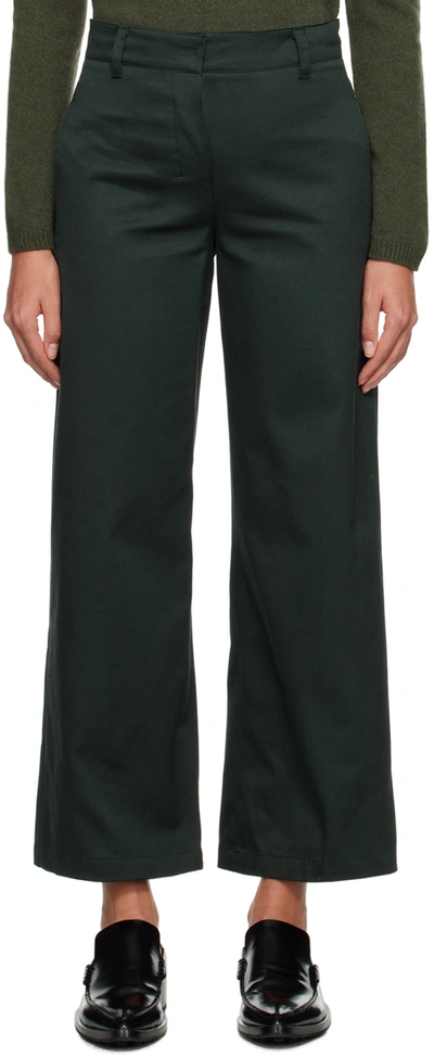S Max Mara Green Flared Trousers In 007 Dark Green