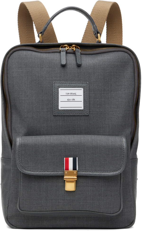 Thom Browne Gray Pebble Grain 4-Bar Camera Bag