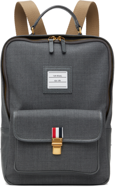 Thom Browne School Twill Backpack In Grey