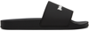Palm Angels Essential Logo Black White Polyurethane Pool Sliders In Black Whit