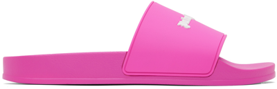 Palm Angels Logo-print Flat Slides In Pink