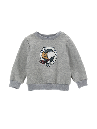 Monnalisa Babies'   Snoopy Crewneck Sweatshirt In Grey