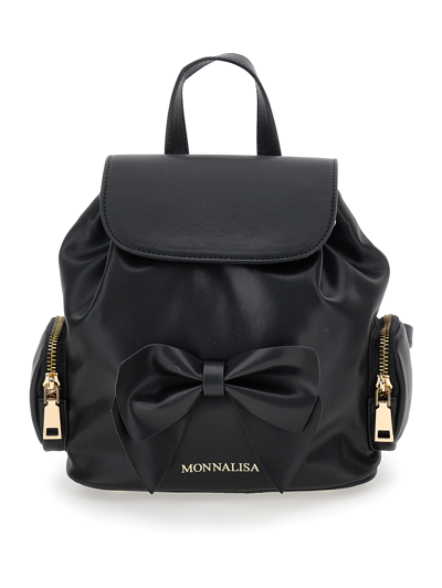 Monnalisa Kids'   Regenerated Leather Backpack In Black