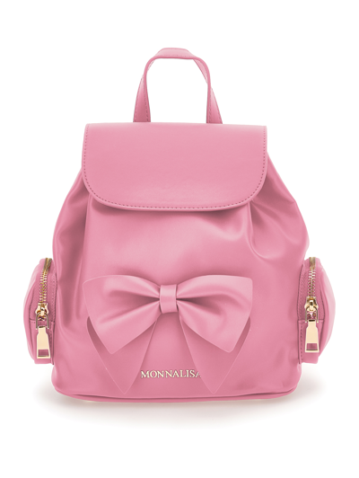 Monnalisa Regenerated Leather Backpack In Rosa Fairy Tale