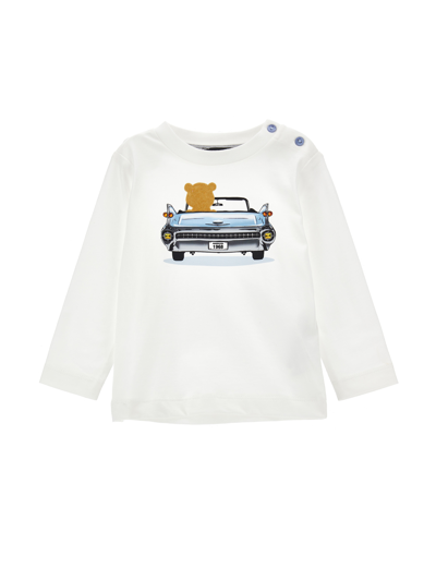 Monnalisa Kids'   Print Round Neck T-shirt In Cream