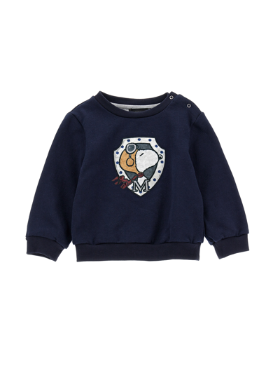 Monnalisa Babies'   Snoopy Crewneck Sweatshirt In Dark Blue