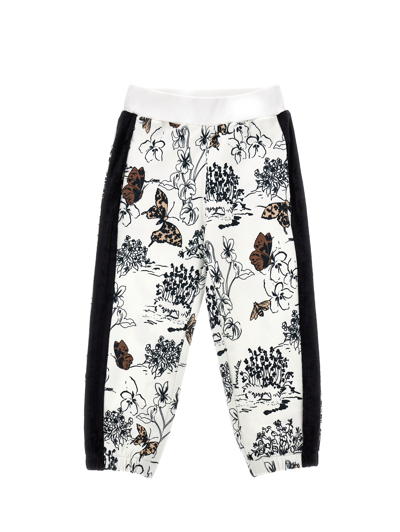 Monnalisa Kids'   Fleece Joggers With Side Bands In Cream