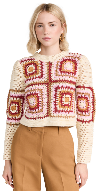 Minkpink Norah Crochet Sweater In Multi