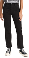 DL1961 PATTI STRAIGHT HIGH RISE VINTAGE ANKLE JEANS BLACK PEACHED